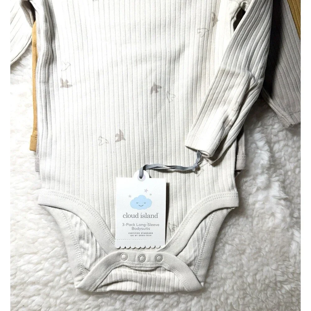 Cloud Island Baby Neutral 12 Months Long Sleeve Bodysuit 3pc Set Fall Colors NWT